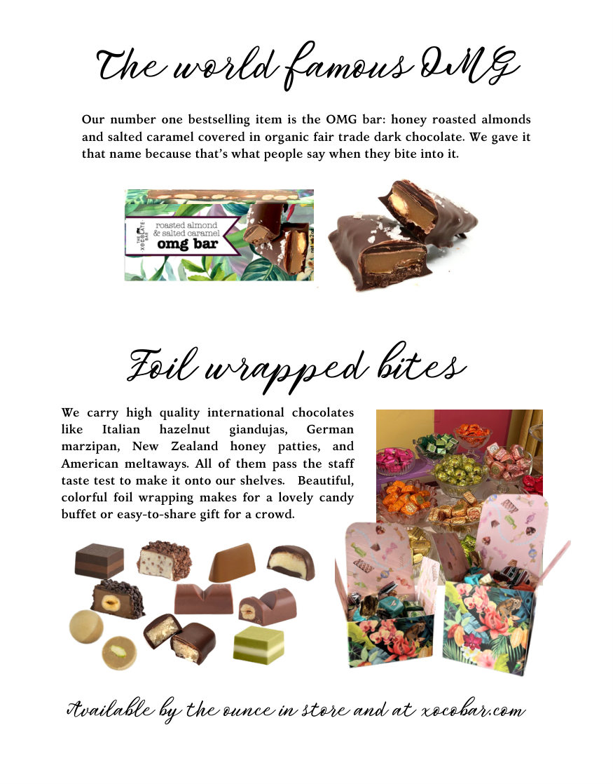 The OMG Bar and other chocolate confections in the 2025 catalog