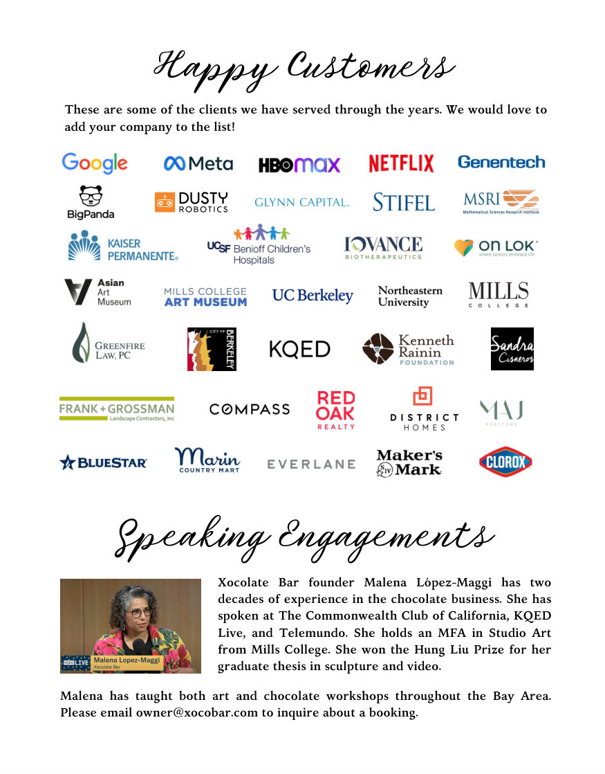 Original catalog page showing client relationships and speaking engagements